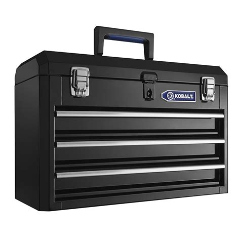 kobalt 20.6 in 3 drawer black steel lockable tool box|kobalt tool box clearance.